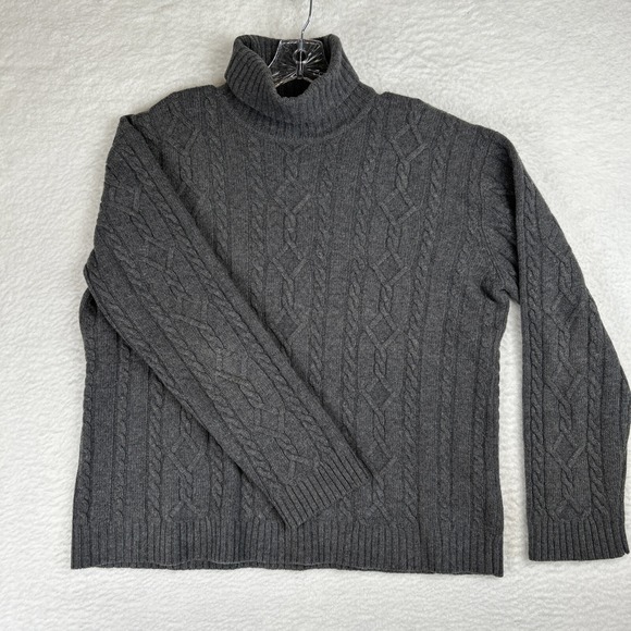 Lauren Ralph Lauren Cable Knit Gray Sweater Cashmere Merino Wool Angora Women XL - Picture 1 of 12